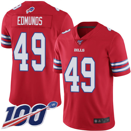 Men Buffalo Bills 49 Tremaine Edmunds Limited Red Rush Vapor Untouchable 100th Season NFL Jersey
